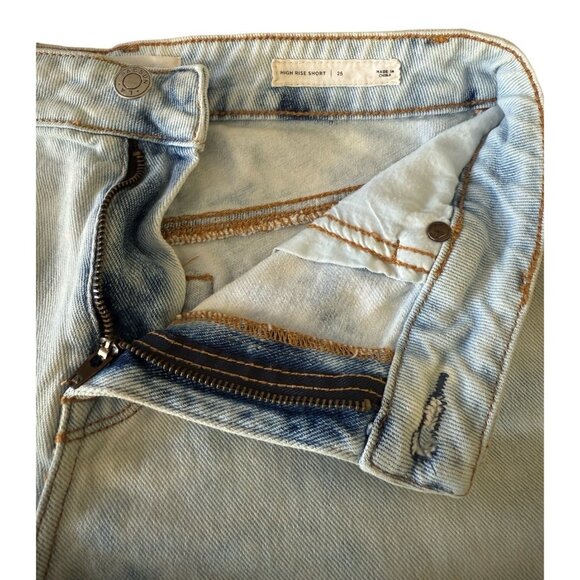 PacSun High Rise Light Wash Denim Cut-Off Distressed Booty Shorts Waist 25 - Picture 4 of 9